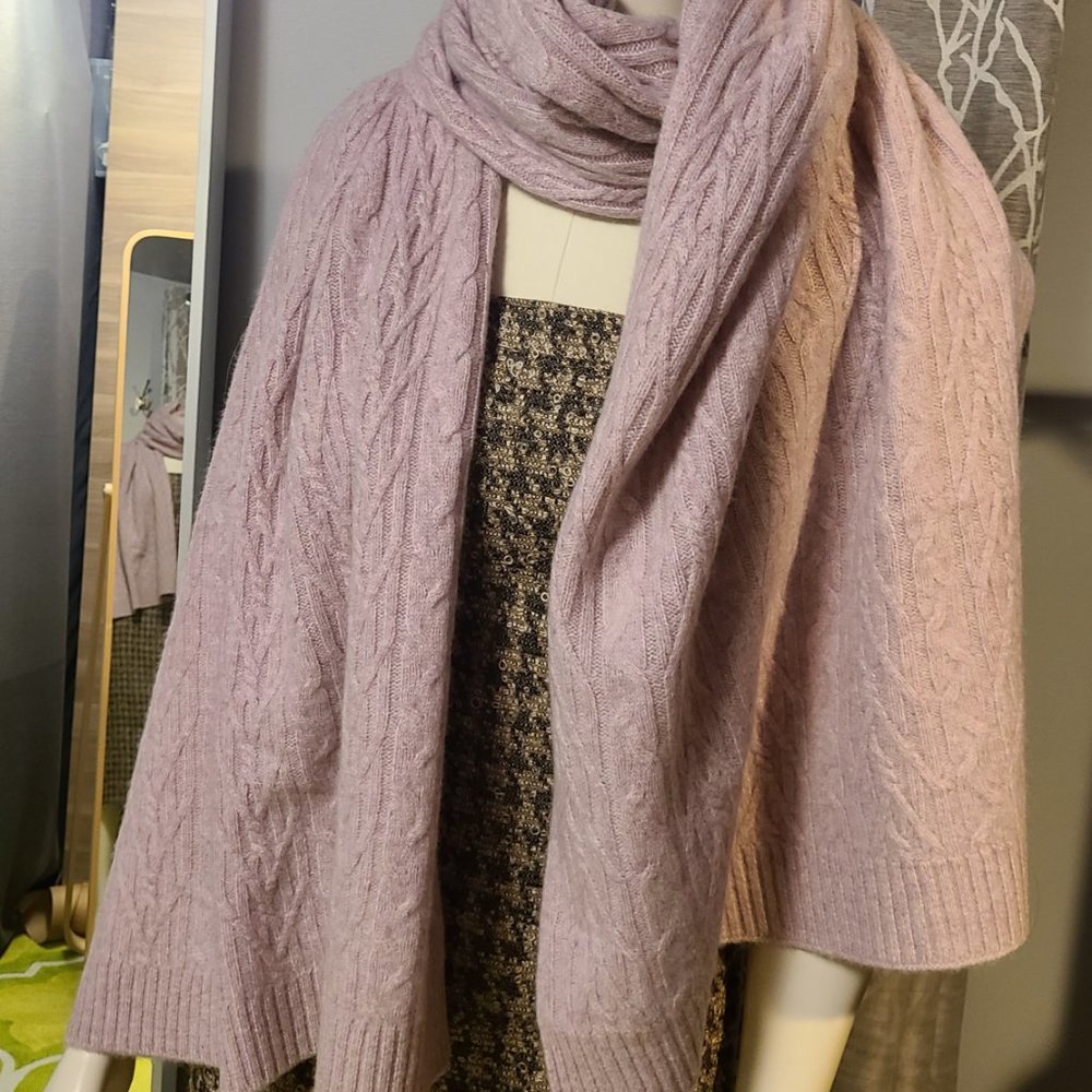 NWT MARTHA STEWART 100% 2PLY CASHMERE 84x25" Luxury Scarf mauve pink NEW - Picture 5 of 7